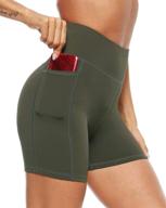 🩳 afitne women’s high waist yoga shorts with pockets: tummy control, non see-through, perfect for athletic workouts & running логотип