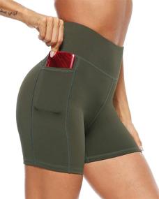 img 4 attached to 🩳 AFITNE Women’s High Waist Yoga Shorts with Pockets: Tummy Control, Non See-Through, Perfect for Athletic Workouts & Running