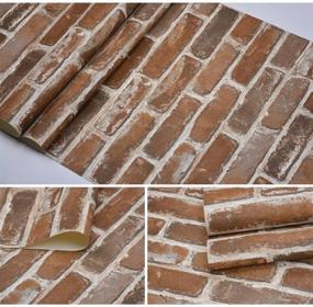 img 1 attached to Self-Adhesive Brown Brick Wallpaper - Peel and Stick, Waterproof 🏠 Vinyl Vintage Design - Perfect Contact Paper for House Decoration, No.57103-3
