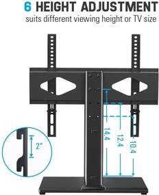 img 2 attached to Height Adjustable Universal TV Stand Table Top Mount for 37-55 Inch LCD LED TVs - Tempered Glass Base, Holds up to 88 lbs, Max VESA 400x400mm