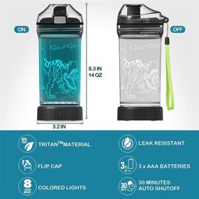 img 1 attached to 🦖 Dinosaur 3D Glowing Water Bottle: Light Up Boy Drinking Cups with T-Rex Night Light - Eco-Friendly & BPA Free - Cool Jurassic Merchandise Gift for School Kids Boy Girl