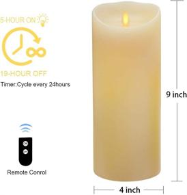 img 3 attached to 🕯️ Flameless Vanilla Scented Electric LED Candle with Remote Control, Timer, Real Wax Pillar Design - 4"x 9", Ivory