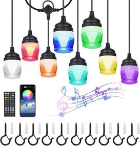 img 4 attached to 🌟 GIDEALED Outdoor String Lights for Festival, Garden, Party - Bluetooth Smart APP & Remote Control, RGB Patio Lights with Color Changing, Music Sync, IP65 Waterproof & 12 Dimmable LED Bulbs