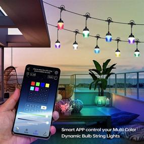 img 3 attached to 🌟 GIDEALED Outdoor String Lights for Festival, Garden, Party - Bluetooth Smart APP & Remote Control, RGB Patio Lights with Color Changing, Music Sync, IP65 Waterproof & 12 Dimmable LED Bulbs