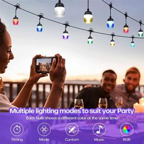 img 2 attached to 🌟 GIDEALED Outdoor String Lights for Festival, Garden, Party - Bluetooth Smart APP & Remote Control, RGB Patio Lights with Color Changing, Music Sync, IP65 Waterproof & 12 Dimmable LED Bulbs