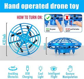 img 1 attached to 🛸 Playa Mini Drone for Kids and Adults - Hand Operated Fly Toy with 360° Rotating & LED Lights - Hands-Free Motion Sensor - Easy Indoor Small UFO Flying Ball Drone - Blue