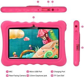 img 2 attached to 📱 Tagital T7K Plus: 7 Inch Android 9.0 Tablet for Kids with 1GB + 16GB, Pre-Installed Kid Mode, WiFi, and Kid-Proof Case - Pink