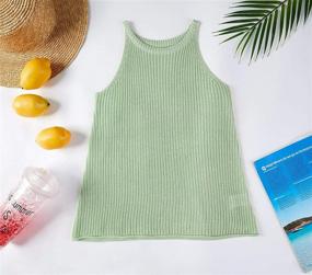 img 2 attached to 👚 Sleeveless Spaghetti Halter Shirts for Girls' Casual Tops, Tees & Blouses