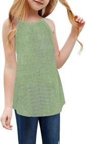 img 4 attached to 👚 Sleeveless Spaghetti Halter Shirts for Girls' Casual Tops, Tees & Blouses