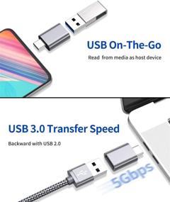 img 2 attached to JSAUX USB Type C Male to USB A 3.0 Female Adapter 2-Pack | Thunderbolt 🔌 3 Compatible | Side-by-Side Use | Dell XPS 13 7390, Galaxy S20 S20+ S10 Plus Ultra (Grey)