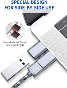 img 3 attached to JSAUX USB Type C Male to USB A 3.0 Female Adapter 2-Pack | Thunderbolt 🔌 3 Compatible | Side-by-Side Use | Dell XPS 13 7390, Galaxy S20 S20+ S10 Plus Ultra (Grey)