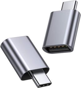 img 4 attached to JSAUX USB Type C Male to USB A 3.0 Female Adapter 2-Pack | Thunderbolt 🔌 3 Compatible | Side-by-Side Use | Dell XPS 13 7390, Galaxy S20 S20+ S10 Plus Ultra (Grey)