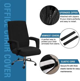 img 3 attached to 🪑 H.VERSAILTEX Stretchable Chair Covers for Home Office, Computer Desk, Executive Boss Chair, and Gaming Chair - Non Slip, Thick Jacquard Material - Black (Large)