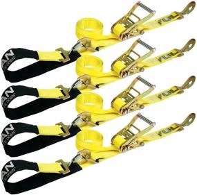 img 4 attached to 🔒 VULCAN 2x114 Axle Tie Down Combo Strap with Snap Hook Ratchet - 4 Pack - Classic Yellow - 3,300 lb Safe Working Load