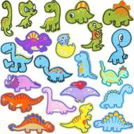 🦖 set of 21 kids iron-on dinosaur cartoon patches – sew-on embroidered appliques for jeans, jacket, clothing, bags, caps – cute fabric patches for arts, crafts, diy logo