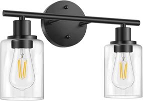 img 4 attached to 💡 Vintage Wall Sconces Lighting: Modern Matte Black Bathroom Light Fixtures with Glass Shade for Mirror, Living Room, Bedroom, Hallway