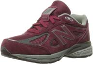 👟 burgundy girls' new balance kj990v4 athletic running shoes: lightweight and stylish logo