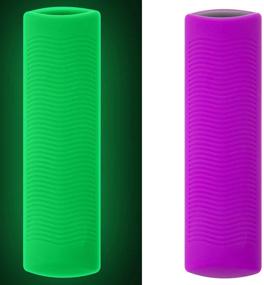 img 3 attached to Glow Remote Cover for TV Cube, TV Stick 4k, TV 3rd Generation - Vibrant Fluorescent Green and Purple Silicone Skin - 2-Pack: Find Your Remote with Ease!