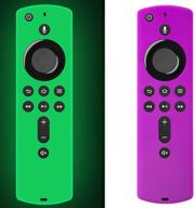 glow remote cover for tv cube, tv stick 4k, tv 3rd generation - vibrant fluorescent green and purple silicone skin - 2-pack: find your remote with ease! logo