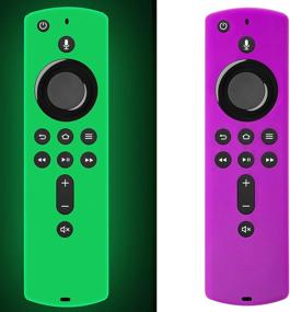 img 4 attached to Glow Remote Cover for TV Cube, TV Stick 4k, TV 3rd Generation - Vibrant Fluorescent Green and Purple Silicone Skin - 2-Pack: Find Your Remote with Ease!