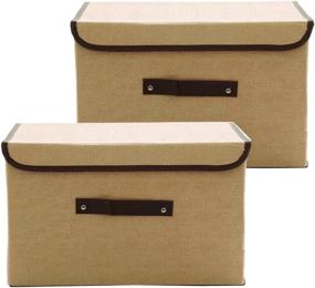 img 4 attached to 📦 MOCOFO Foldable Storage Box Set - Lid, Handles, Dividers, Cotton Fabric – Organize Your Space!