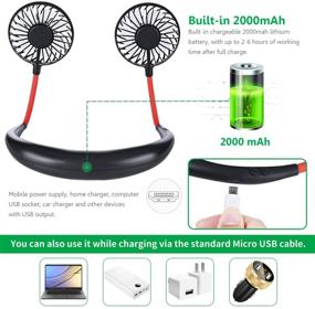 img 3 attached to 🌀 ESUP Portable Hand Free Mini USB Personal Rechargeable Sport Neck Fan: Stay Cool Anywhere with 360 Degree Adjustment and Glow LED!