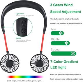 img 2 attached to 🌀 ESUP Portable Hand Free Mini USB Personal Rechargeable Sport Neck Fan: Stay Cool Anywhere with 360 Degree Adjustment and Glow LED!