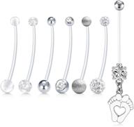 💎 lauritami 14g clear acrylic bioflex cz sport maternity belly button rings: stylish and safe body jewelry for pregnant women logo