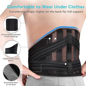 img 2 attached to 🏋️ Mercase Lumbar Support Belt for Lower Back Pain Relief - Breathable Waist Support Belt for Men/Women with Herniated Disc, Sciatica, Scoliosis - Max Support with Steel Stays for Heavy Lifting (Size L)