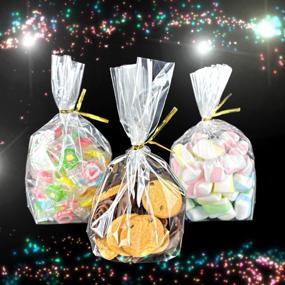 img 1 attached to 🎉 PigPotParty 6"x 9" Bottom Gusset Bags: 100 Clear Cello Cellophane Treat Goodie Bags with Twist Ties - Ideal for Party Favors, Gift Wrapping, and Food Storage (No Side Gusset)