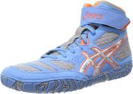 asics aggressor wrestling shoes for men - silver/orange athletic footwear логотип