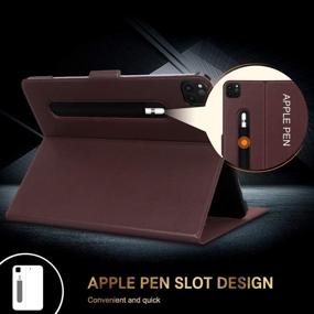 img 1 attached to 👝 FYY Luxury Cowhide Genuine Leather Case with Pencil Holder for New iPad Pro 12.9 Inch 4th Generation 2020 - Supports Apple Pencil Charging and Auto Sleep-Wake - Brown