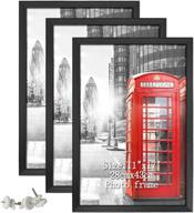 black 11 x 17 photo frames set, wall hanging 3 pack - calenzana poster picture frames логотип