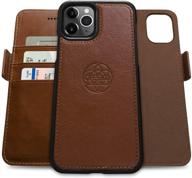 🍫 dreem fibonacci wallet-case for apple iphone 12 &amp; 12 pro - vegan leather, detachable magnetic shockproof phone case, card protection, 2-way flip stand - chocolate luxury logo