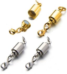 img 4 attached to Zpsolution Magnetic Jewelry Clasps for Necklace Bracelet, Screw-In Lobster Clasps, Silver/Gold 4pcs