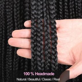 img 1 attached to 🔗 Unionbeauty 30-Inch 8Packs Pre-looped Crochet Box Braids Hair Extensions - Synthetic Braiding Hair for Black Women, Soft Knotless Medium-Sized Box Braids - 18 Strands/Pack, 1B#