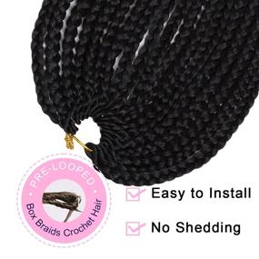 img 2 attached to 🔗 Unionbeauty 30-Inch 8Packs Pre-looped Crochet Box Braids Hair Extensions - Synthetic Braiding Hair for Black Women, Soft Knotless Medium-Sized Box Braids - 18 Strands/Pack, 1B#