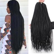 🔗 unionbeauty 30-inch 8packs pre-looped crochet box braids hair extensions - synthetic braiding hair for black women, soft knotless medium-sized box braids - 18 strands/pack, 1b# logo