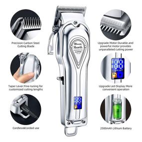 img 3 attached to 💈 Silver Hair Clippers for Men: Rechargeable Cordless Professional Trimmer for Hair Cutting - Ideal Grooming Kit for Barbers and Stylists