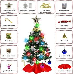 img 1 attached to Artificial Tabletop Christmas Tree with Lights & Ornaments - Mini Xmas Tree for Home Decor, Office, Kitchen, Dining Table - Christmas Decorations & Xmas Decor
