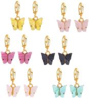 butterfly earrings colorful acrylic colored logo