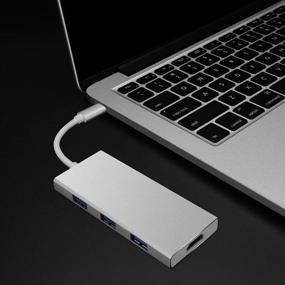 img 1 attached to CableDeconn 7-IN-1 Portable Thunderbolt 3 USB 3.1 Hub with HDMI, USB 3.0, SD & MicroSD Card Reader, USBC Charging Port - Silver - Ideal for Samsung Galaxy S8