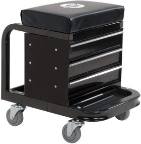 img 3 attached to 🪑 Omega-Lift Mechanic Stool with Wheels: Tool Box & Padded Chair Seat for Garage – 450 Lbs Capacity