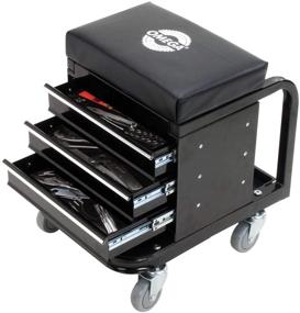 img 2 attached to 🪑 Omega-Lift Mechanic Stool with Wheels: Tool Box & Padded Chair Seat for Garage – 450 Lbs Capacity