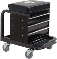 🪑 omega-lift mechanic stool with wheels: tool box & padded chair seat for garage – 450 lbs capacity logo