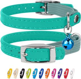 img 4 attached to 🐱 CollarDirect Leather Cat Collar: Safety, Elastic Strap, Bell, Various Colors