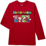 stylish nintendo super mario sleeve graphic boys' clothing - perfect for gaming enthusiasts! logo