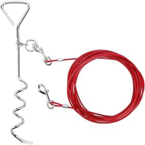 img 4 attached to 🐶 GSM Brands Heavy Duty 30ft Cable Dog Stake Tie Out - Ideal for Outdoor Use [ 8mm x 16"]