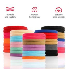 img 3 attached to Cotton Seamless Elastic Ponytail Holders