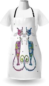 img 2 attached to 🌸 Floral Friends Cat Apron by Lunarable - Vibrant Colors Kitchen Bib for Cooking & Gardening, Adult Size with Adjustable Neck - Lime Green Unisex